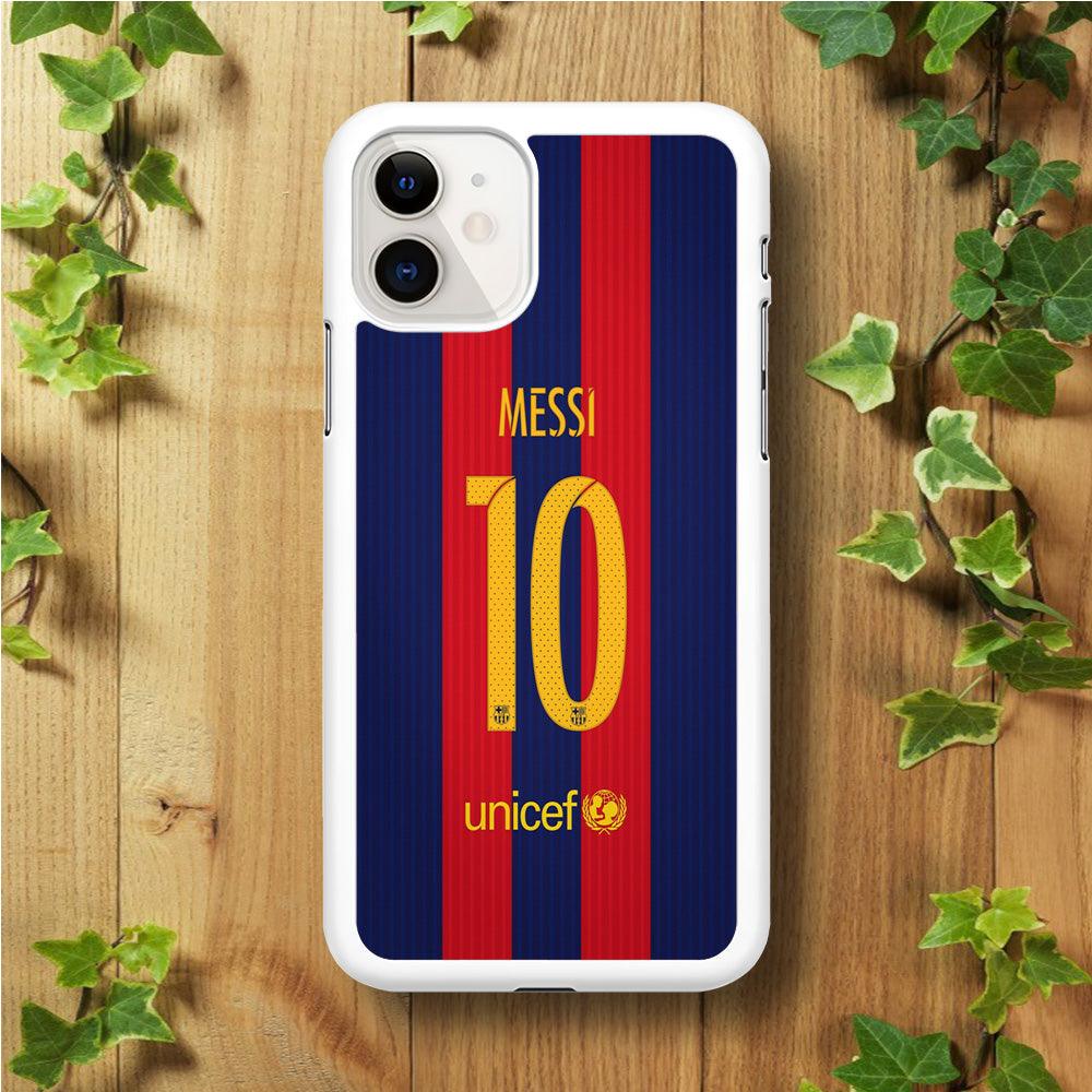 FB Messi Jersey iPhone 11 Case-Rubber / White (2D Case)-Xtracase
