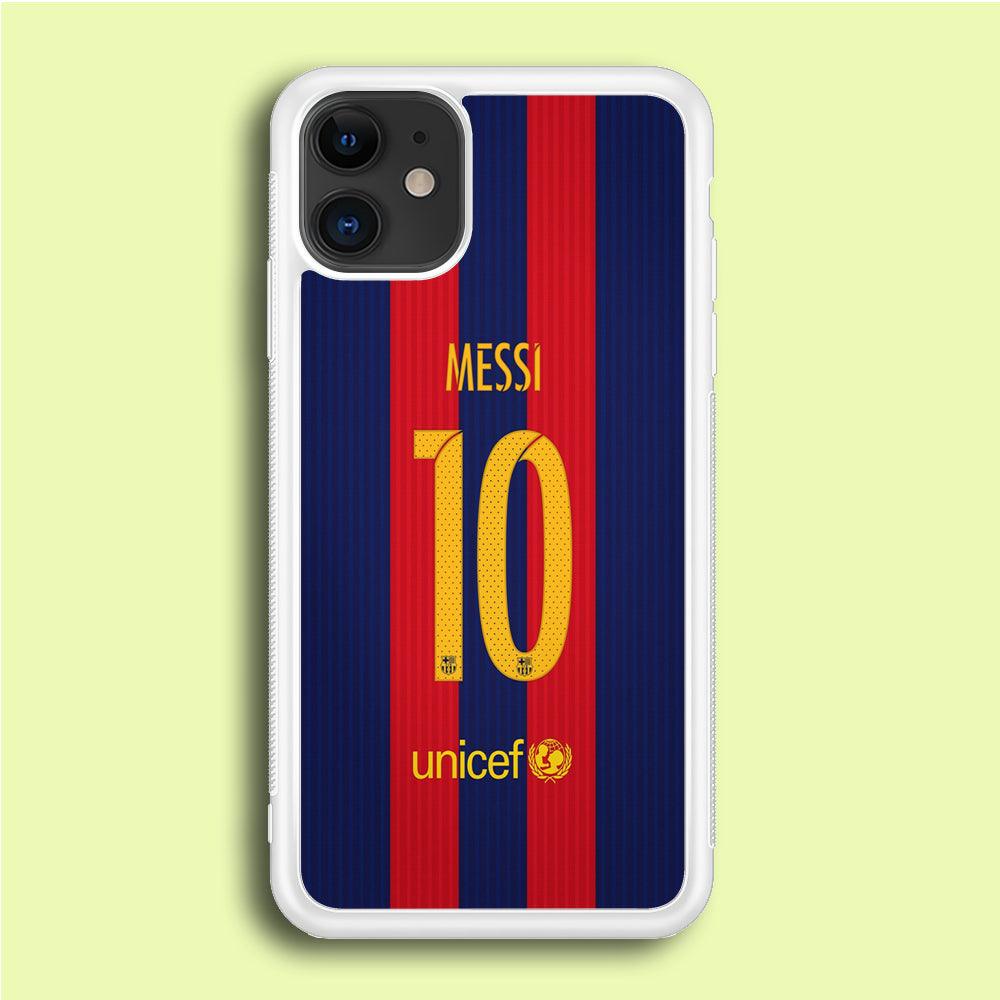 FB Messi Jersey iPhone 12 Case-Rubber / White (2D Case)-Xtracase