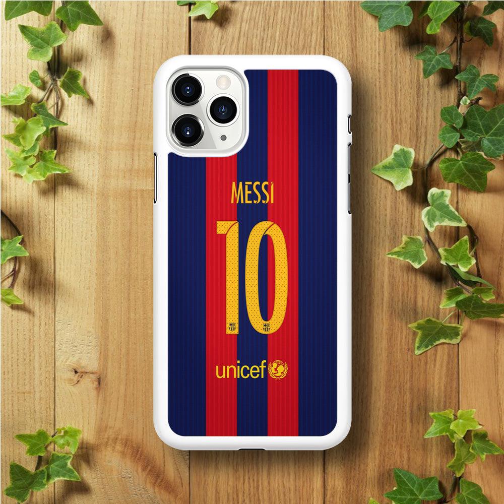 FB Messi Jersey iPhone 11 Pro Max Case-Rubber / White (2D Case)-Xtracase