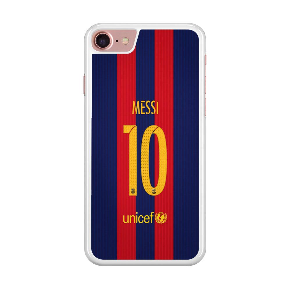FB Messi Jersey iPhone 7 Case-Rubber / White (2D Case)-Xtracase