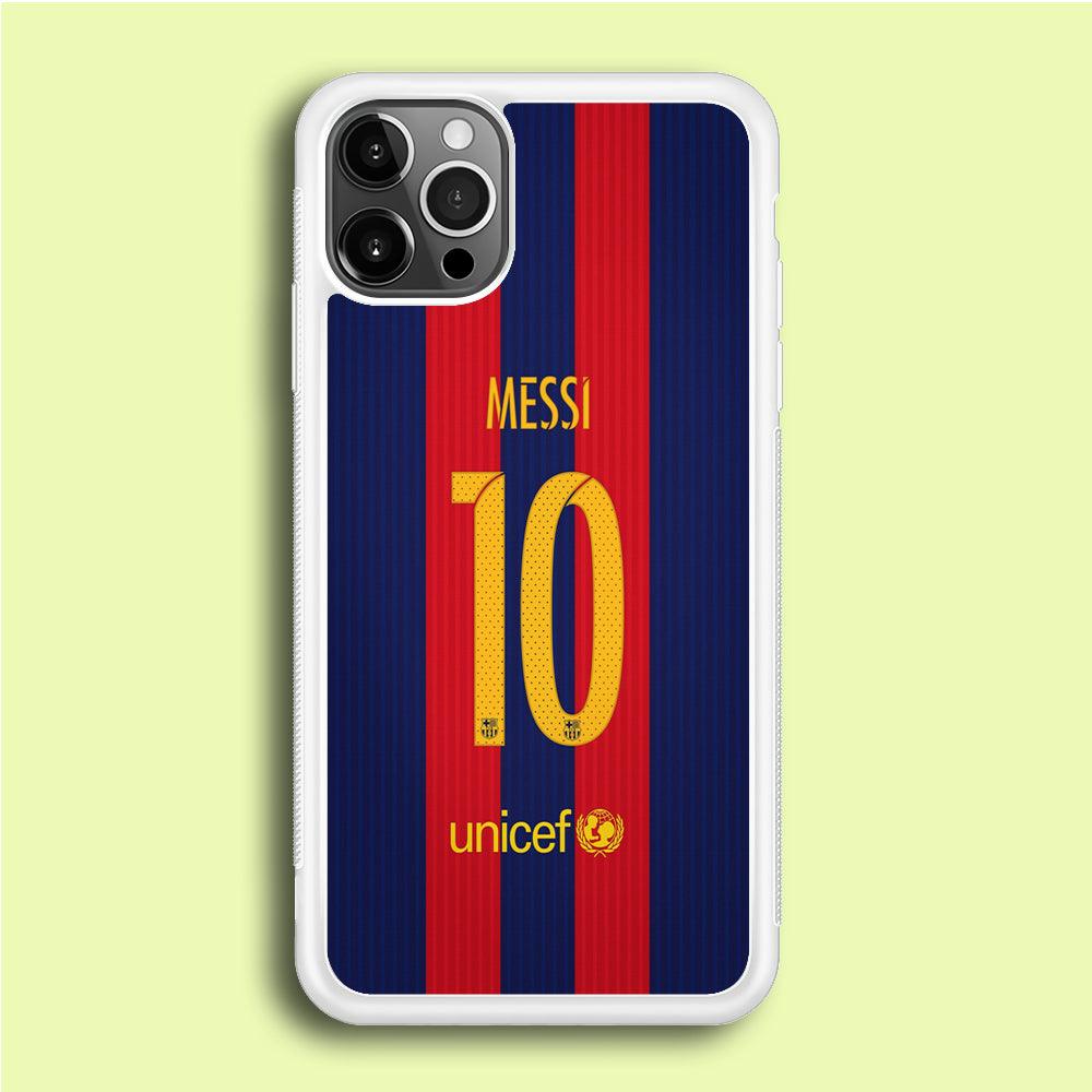 FB Messi Jersey iPhone 12 Pro Max Case-Rubber / White (2D Case)-Xtracase