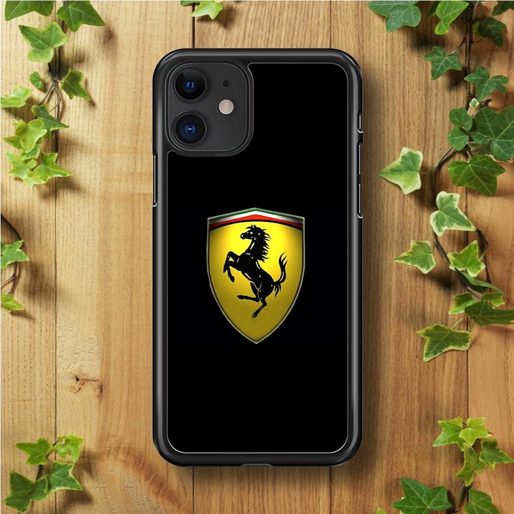 Ferrari Logo Black iPhone 11 Case-Rubber / Black (2D Case)-Xtracase