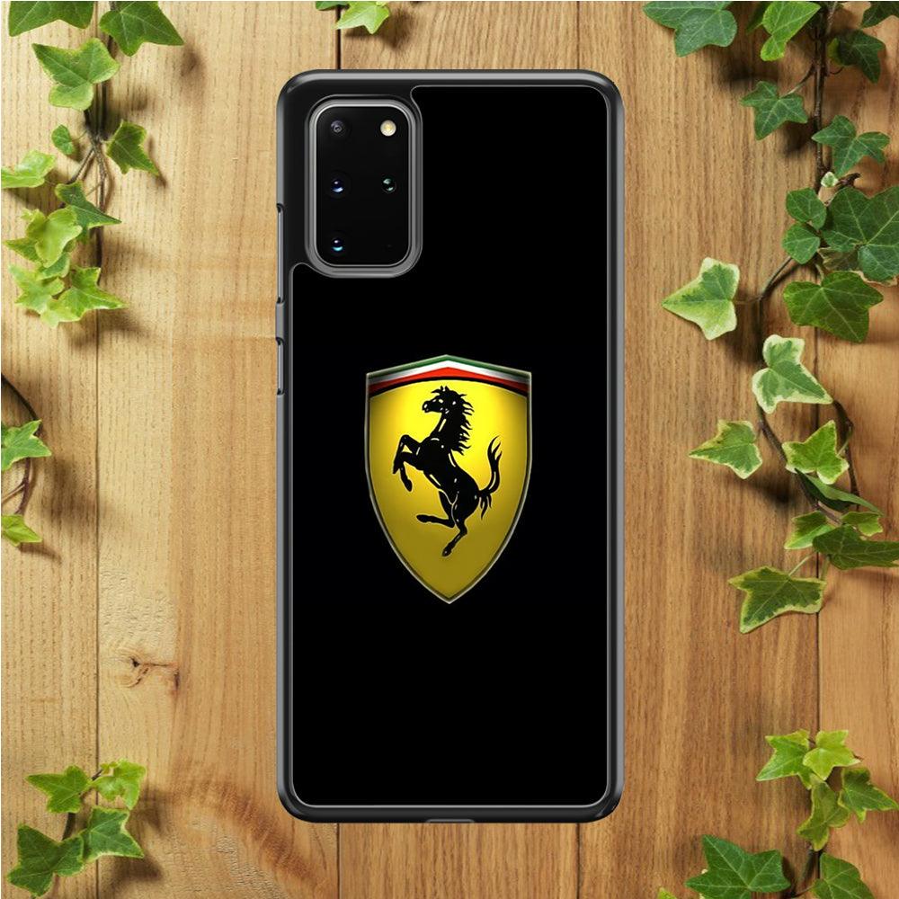 Ferrari Logo Black Samsung Galaxy S20 Plus Case-Rubber / White (2D Case)-Xtracase