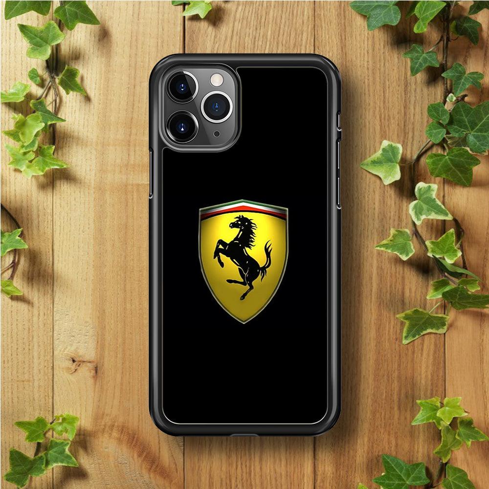 Ferrari Logo Black iPhone 11 Pro Case-Rubber / Black (2D Case)-Xtracase