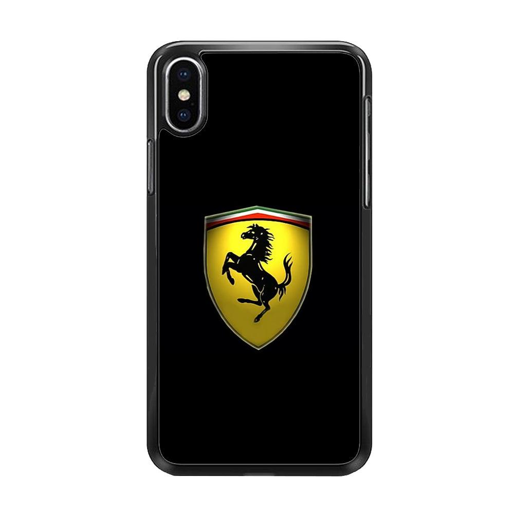 Ferrari Logo Black iPhone Xs Case-Rubber / Black (2D Case)-Xtracase