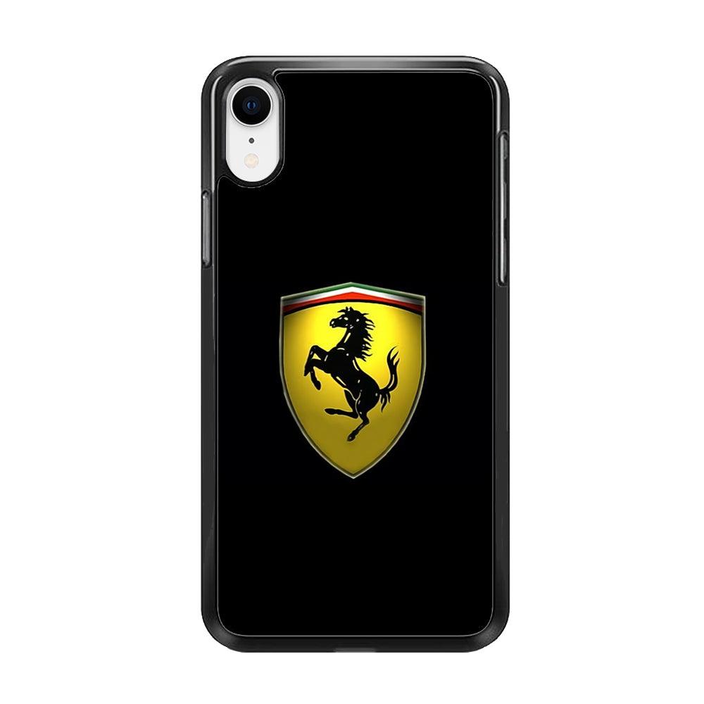 Ferrari Logo Black iPhone XR Case-Rubber / Black (2D Case)-Xtracase