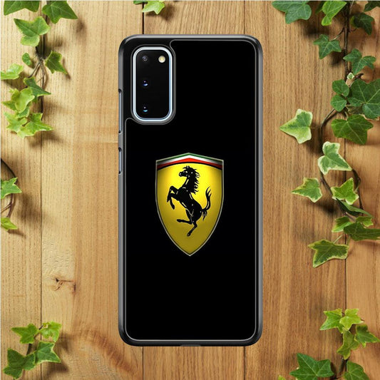 Ferrari Logo Black Samsung Galaxy S20 Case-Rubber / White (2D Case)-Xtracase