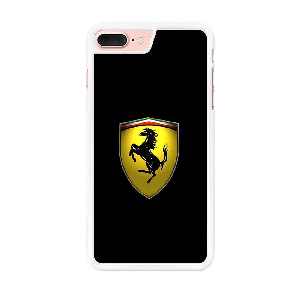 Ferrari Logo Black iPhone 8 Plus Case-Rubber / White (2D Case)-Xtracase