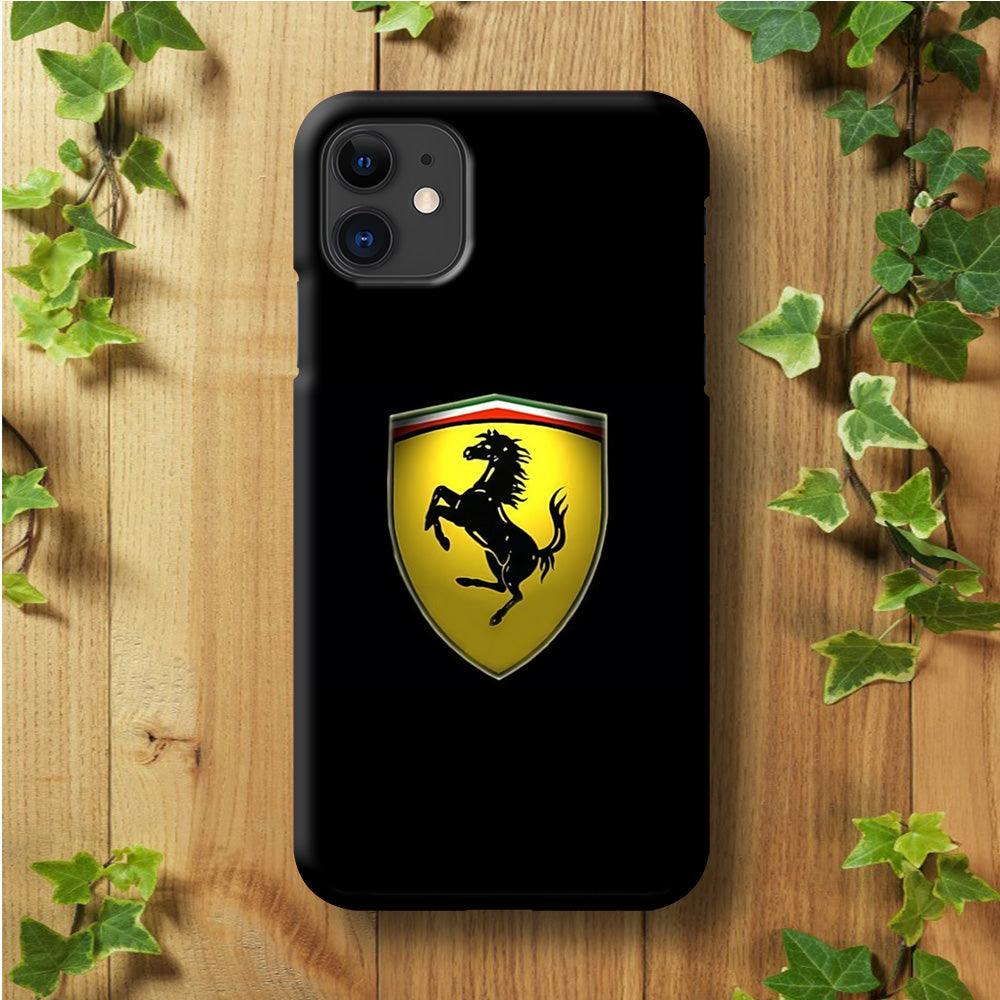 Ferrari Logo Black iPhone 11 Case-Plastic / Full Wrap (3D Case)-Xtracase