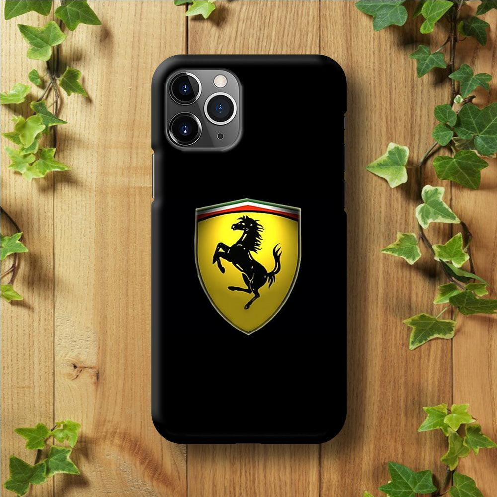 Ferrari Logo Black iPhone 11 Pro Case-Plastic / Full Wrap (3D Case)-Xtracase