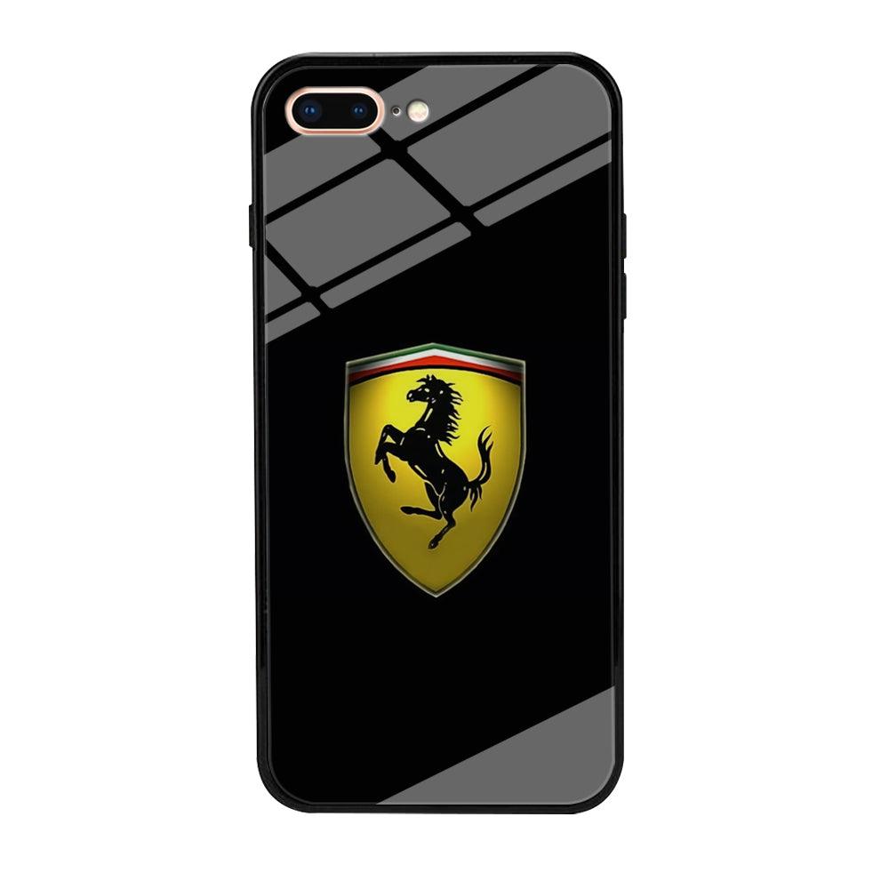 Ferrari Logo Black iPhone 8 Plus Case-Tempered Glass Case-Xtracase