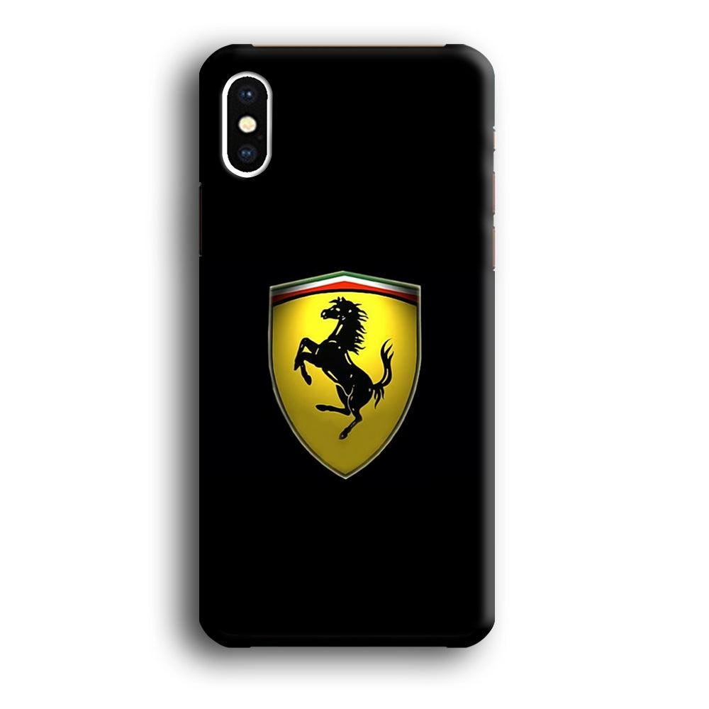Ferrari Logo Black iPhone Xs Case-Plastic / Full Wrap (3D Case)-Xtracase
