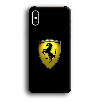 Ferrari Logo Black iPhone Xs Case-Plastic / Full Wrap (3D Case)-Xtracase