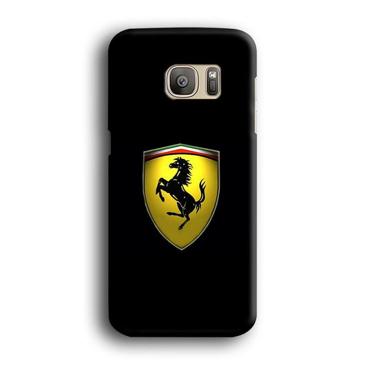 Ferrari Logo Black Samsung Galaxy S7 Edge Case-Plastic / Full Wrap (3D Case)-Xtracase