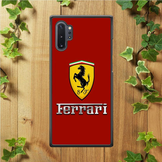 Ferrari Logo Red 001 Samsung Galaxy Note 10 Plus Case-Rubber / White (2D Case)-Xtracase