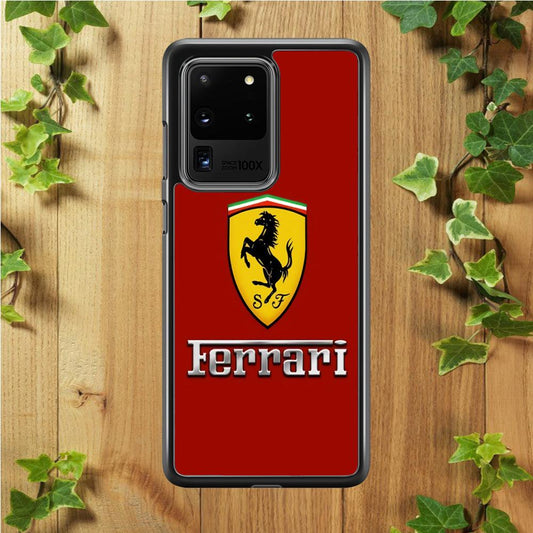 Ferrari Logo Red 001 Samsung Galaxy S20 Ultra Case-Plastic / Full Wrap (3D Case)-Xtracase