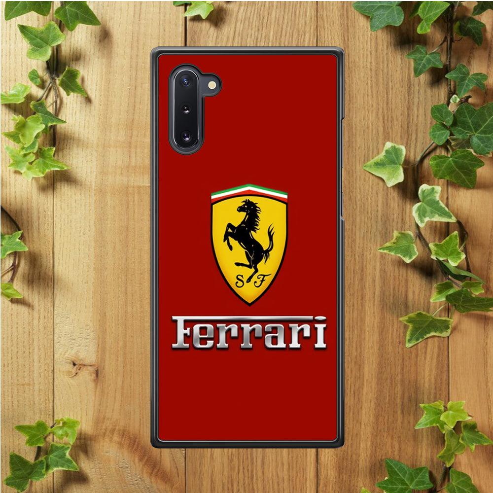 Ferrari Logo Red 001 Samsung Galaxy Note 10 Case-Rubber / Black (2D Case)-Xtracase