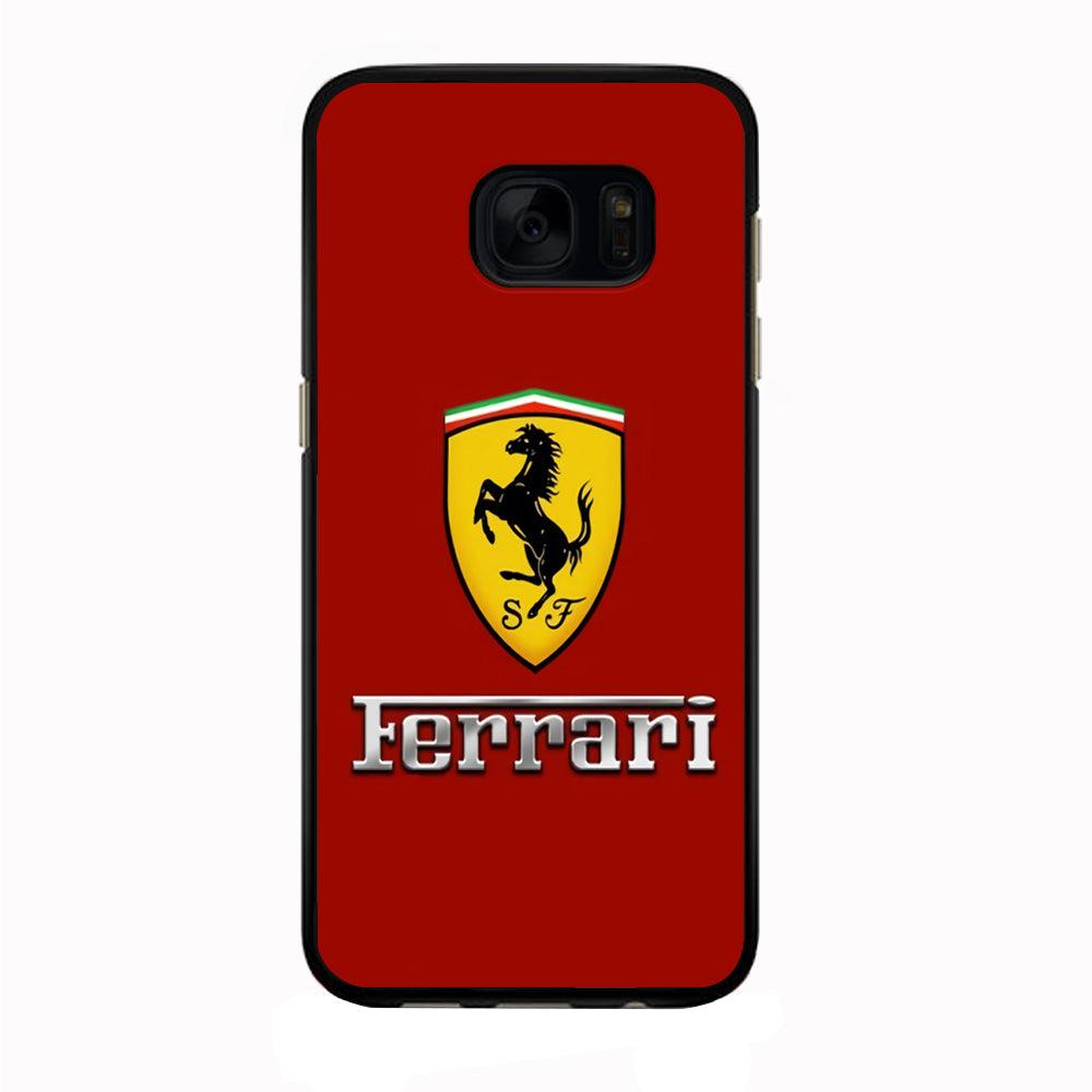 Ferrari Logo Red 001 Samsung Galaxy S7 Edge Case-Rubber / Black (2D Case)-Xtracase