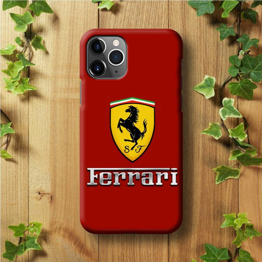 Ferrari Logo Red 001 iPhone 11 Pro Case-Plastic / Full Wrap (3D Case)-Xtracase
