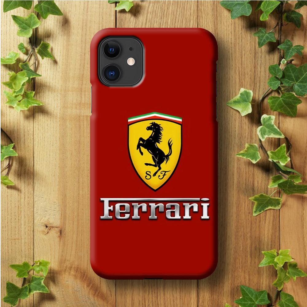 Ferrari Logo Red 001 iPhone 11 Case-Plastic / Full Wrap (3D Case)-Xtracase