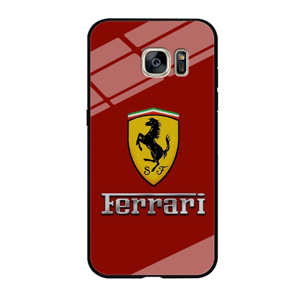 Ferrari Logo Red 001 Samsung Galaxy S7 Edge Case-Tempered Glass Case-Xtracase