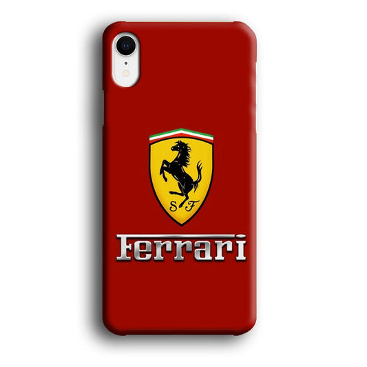 Ferrari Logo Red 001 iPhone XR Case-Plastic / Full Wrap (3D Case)-Xtracase