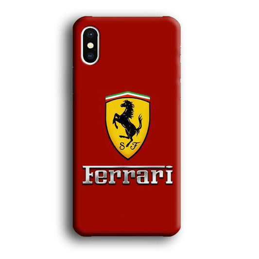 Ferrari Logo Red 001 iPhone Xs Case-Plastic / Full Wrap (3D Case)-Xtracase