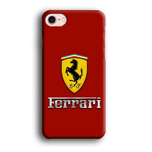 Ferrari Logo Red 001 iPhone 8 Case-Plastic / Full Wrap (3D Case)-Xtracase