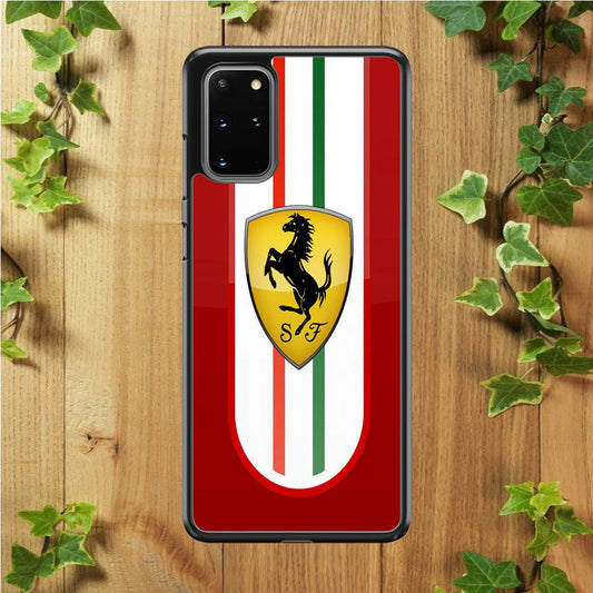 Ferrari Logo Red 002 Samsung Galaxy S20 Plus Case-Rubber / Black (2D Case)-Xtracase