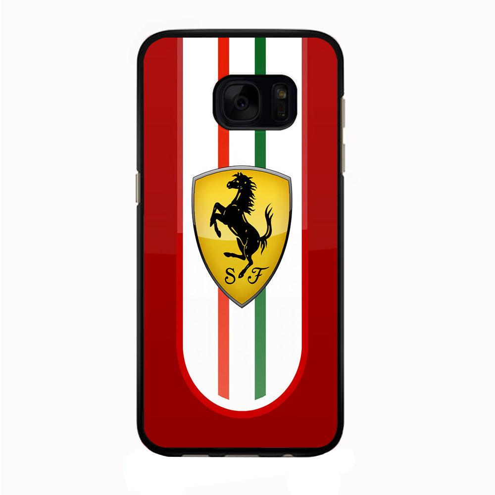 Ferrari Logo Red 002 Samsung Galaxy S7 Edge Case-Rubber / Black (2D Case)-Xtracase