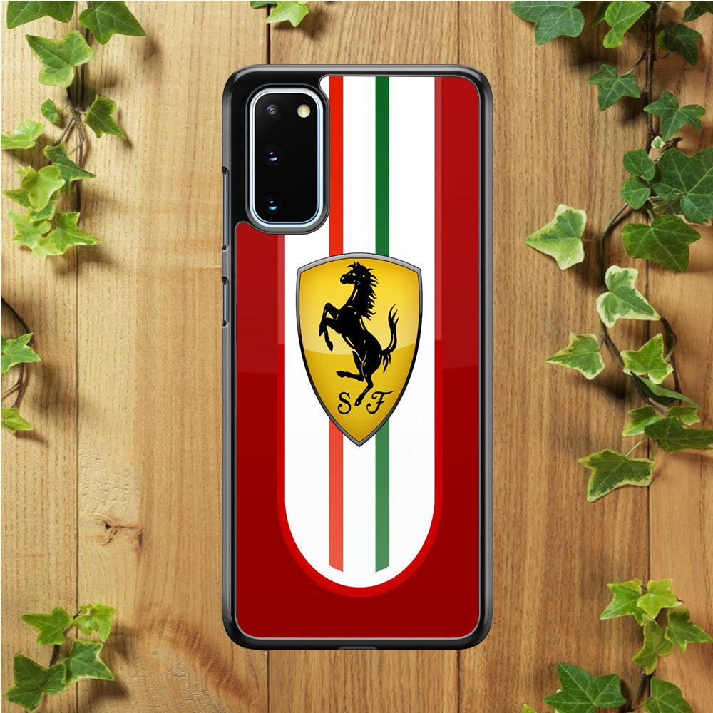 Ferrari Logo Red 002 Samsung Galaxy S20 Case-Rubber / White (2D Case)-Xtracase