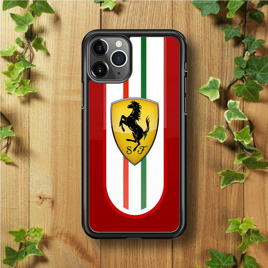 Ferrari Logo Red 002 iPhone 11 Pro Max Case-Rubber / Black (2D Case)-Xtracase