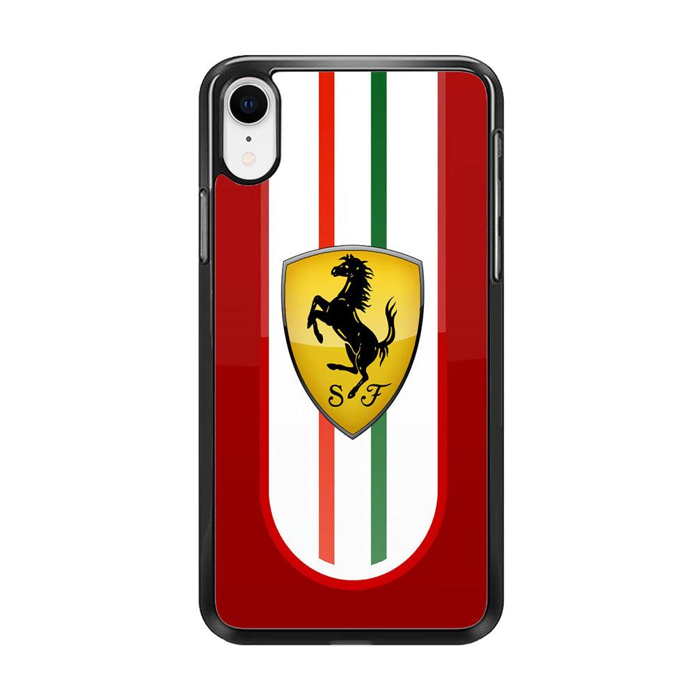 Ferrari Logo Red 002 iPhone XR Case-Rubber / Black (2D Case)-Xtracase