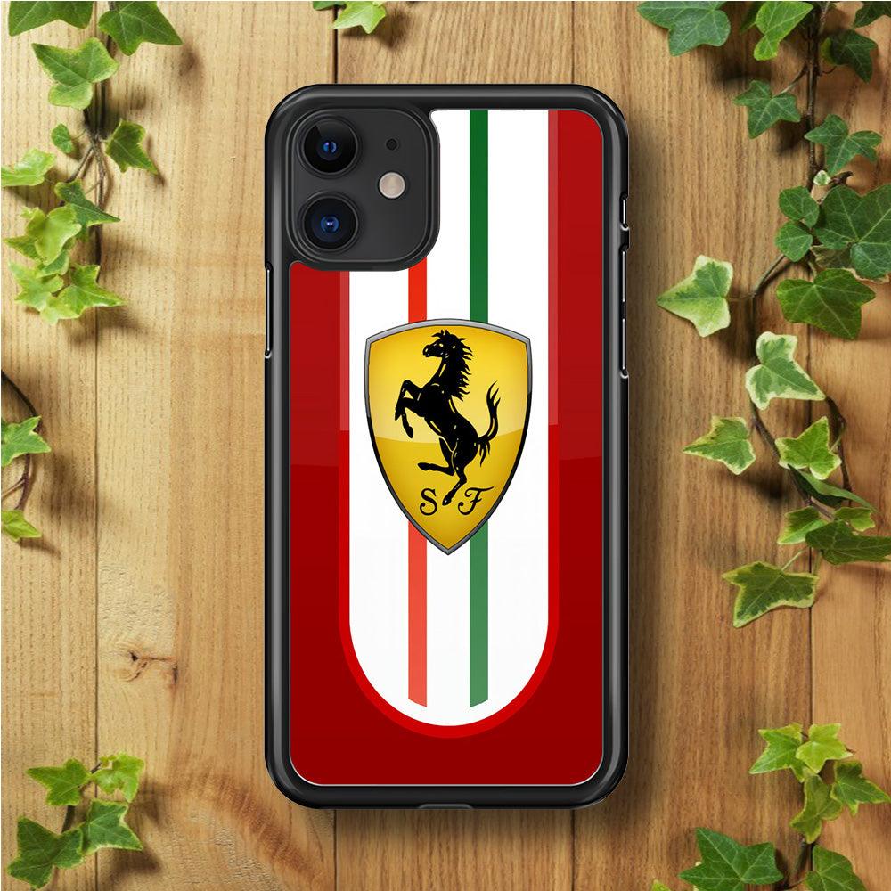 Ferrari Logo Red 002 iPhone 11 Case-Rubber / Black (2D Case)-Xtracase
