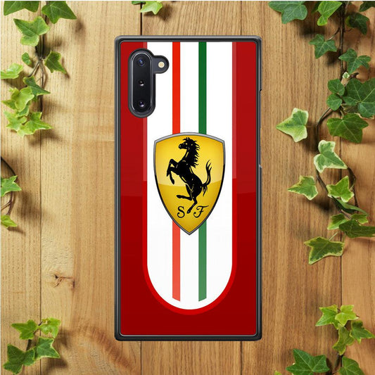 Ferrari Logo Red 002 Samsung Galaxy Note 10 Case-Rubber / White (2D Case)-Xtracase