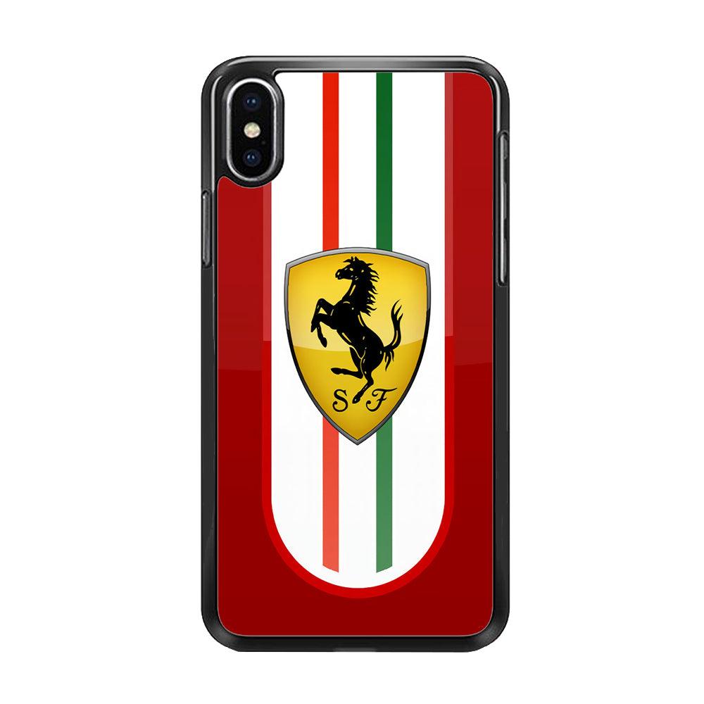 Ferrari Logo Red 002 iPhone Xs Max Case-Rubber / Black (2D Case)-Xtracase