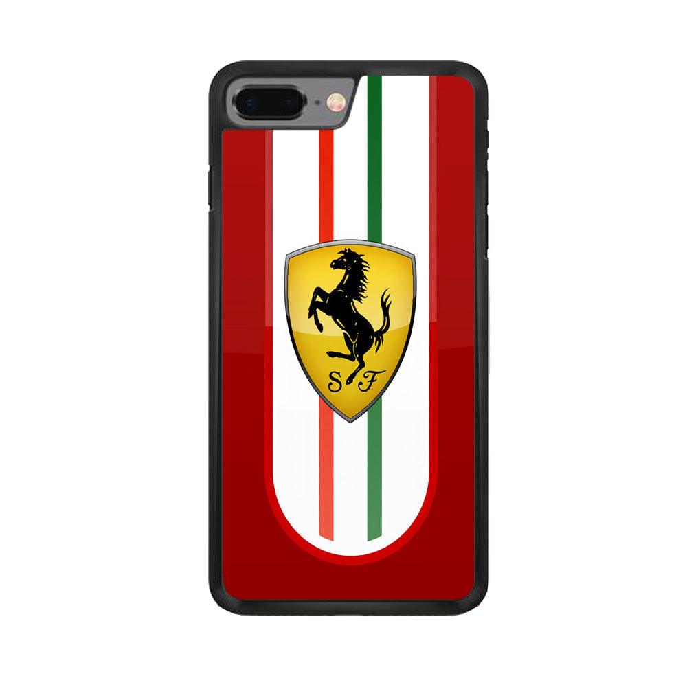 Ferrari Logo Red 002 iPhone 8 Plus Case-Rubber / Black (2D Case)-Xtracase