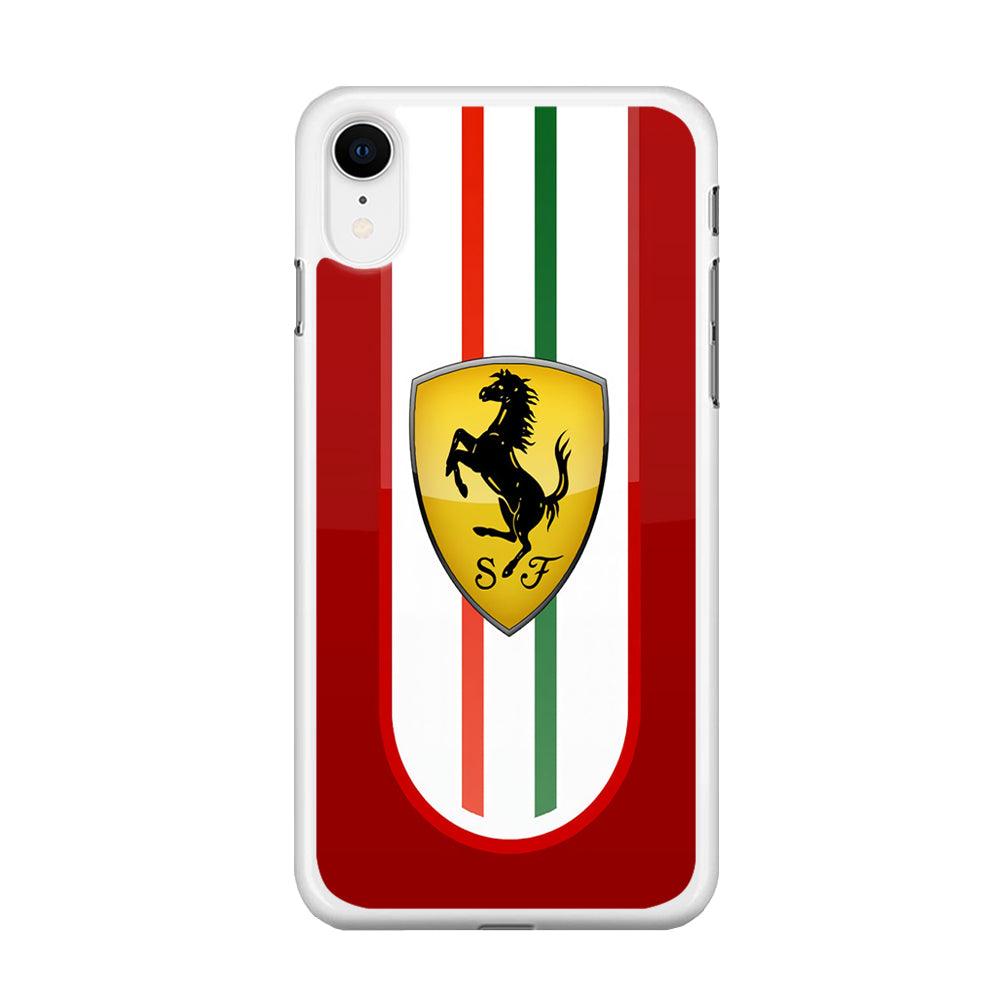 Ferrari Logo Red 002 iPhone XR Case-Rubber / White (2D Case)-Xtracase