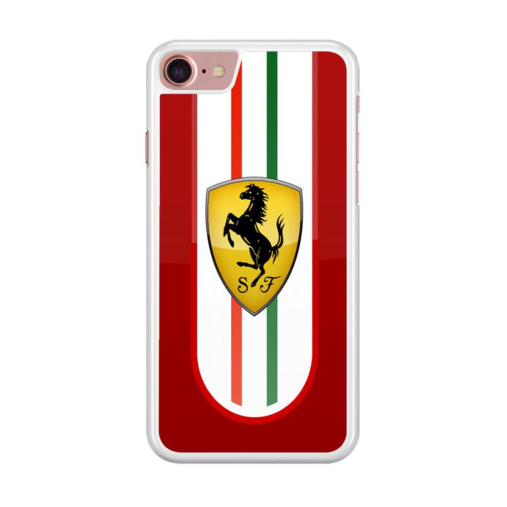 Ferrari Logo Red 002 iPhone 8 Case-Rubber / White (2D Case)-Xtracase