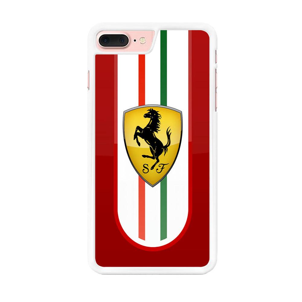 Ferrari Logo Red 002 iPhone 8 Plus Case-Rubber / White (2D Case)-Xtracase