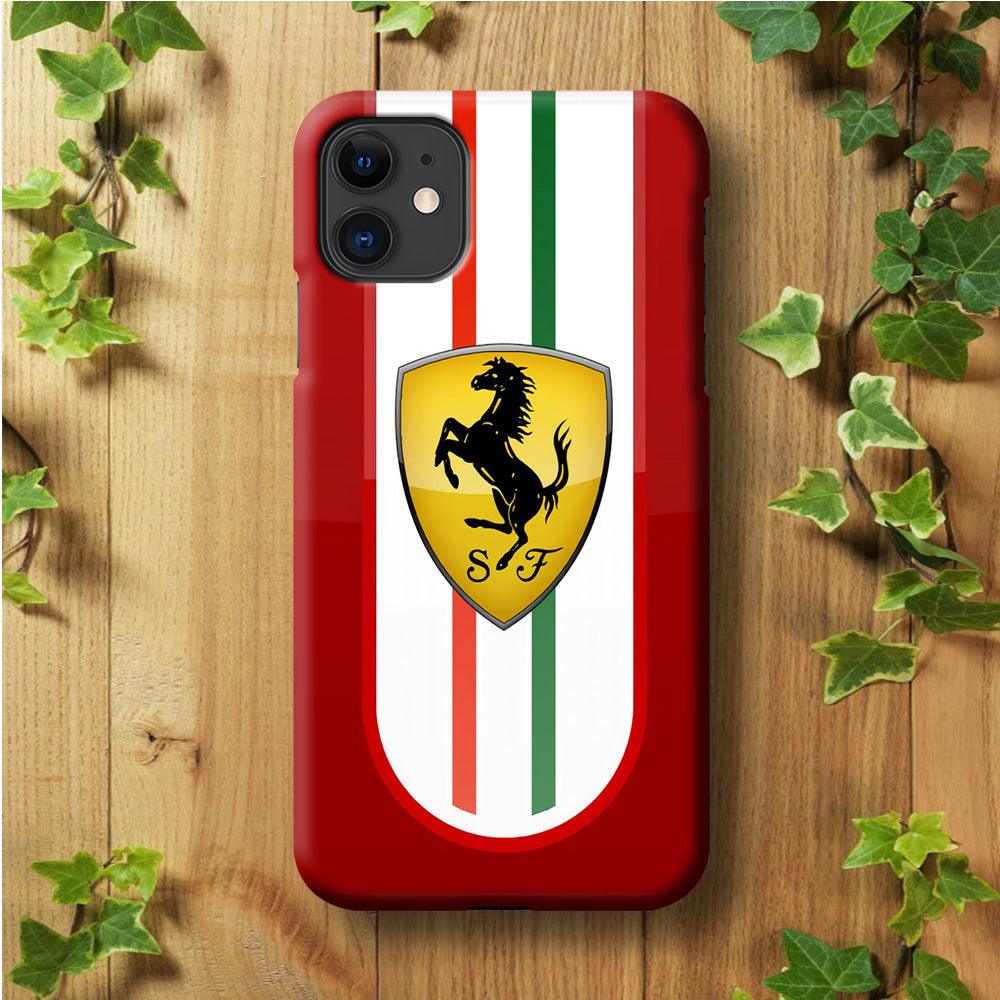 Ferrari Logo Red 002 iPhone 11 Case-Plastic / Full Wrap (3D Case)-Xtracase