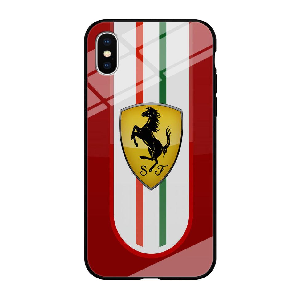 Ferrari Logo Red 002 iPhone X Case-Tempered Glass Case-Xtracase