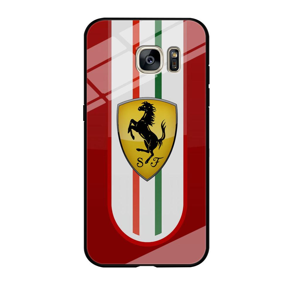 Ferrari Logo Red 002 Samsung Galaxy S7 Edge Case-Tempered Glass Case-Xtracase