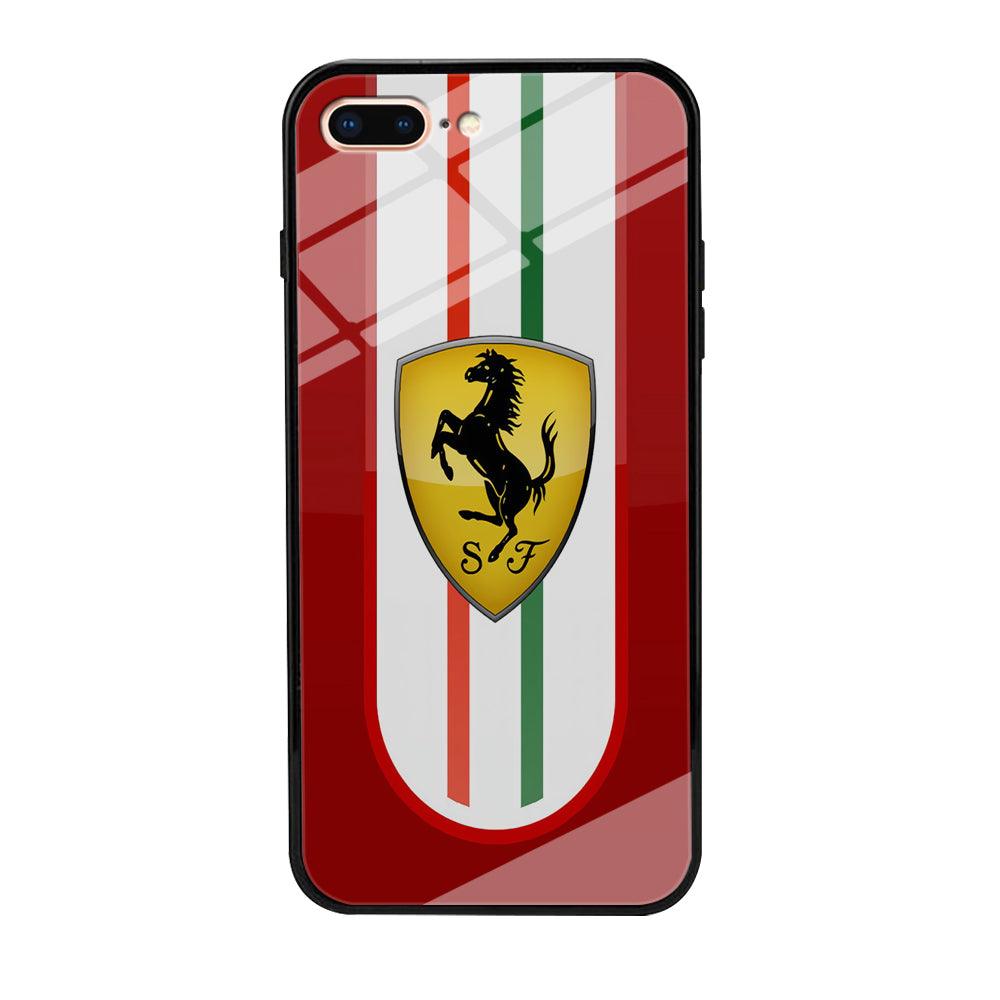 Ferrari Logo Red 002 iPhone 8 Plus Case-Tempered Glass Case-Xtracase