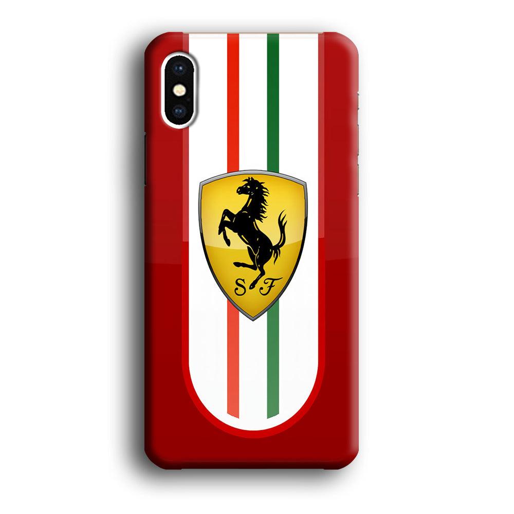 Ferrari Logo Red 002 iPhone Xs Max Case-Plastic / Full Wrap (3D Case)-Xtracase