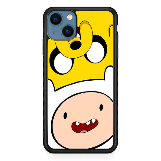 Finn and Jake Adventure Time iPhone 13 Mini Case-Rubber / Black (2D Case)-Xtracase