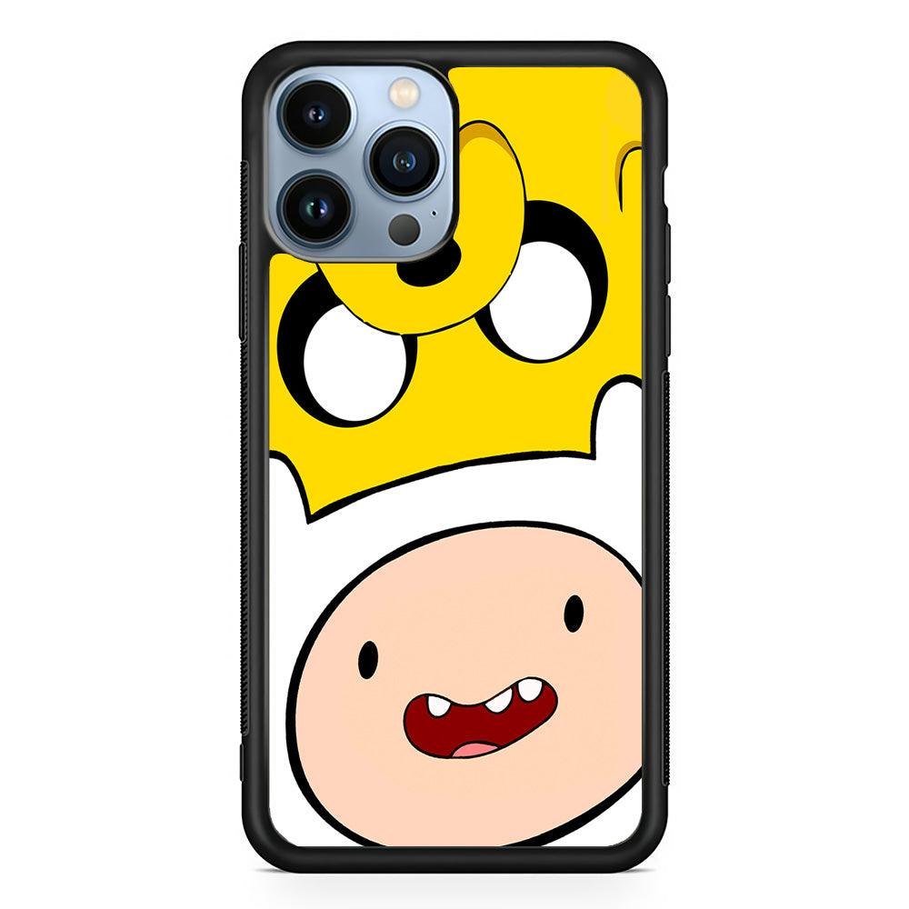 Finn and Jake Adventure Time iPhone 13 Pro Case-Rubber / Black (2D Case)-Xtracase