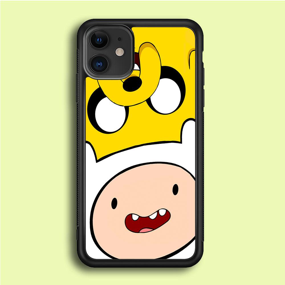 Finn and Jake Adventure Time iPhone 12 Mini Case-Rubber / Black (2D Case)-Xtracase