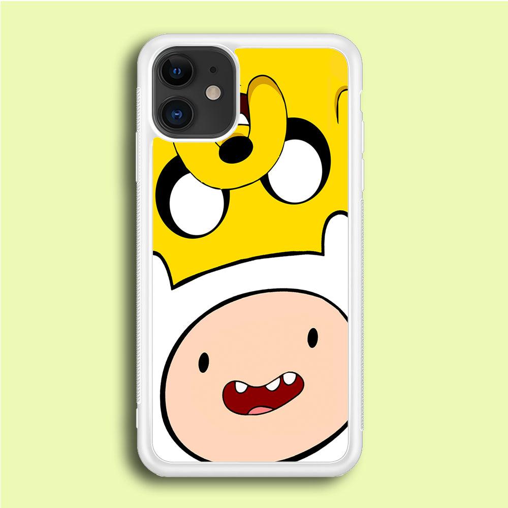 Finn and Jake Adventure Time iPhone 12 Mini Case-Rubber / White (2D Case)-Xtracase