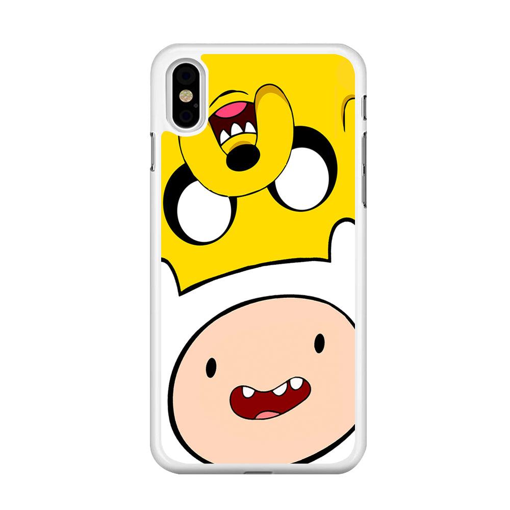 Finn and Jake Adventure Time iPhone Xs Max Case-Rubber / White (2D Case)-Xtracase